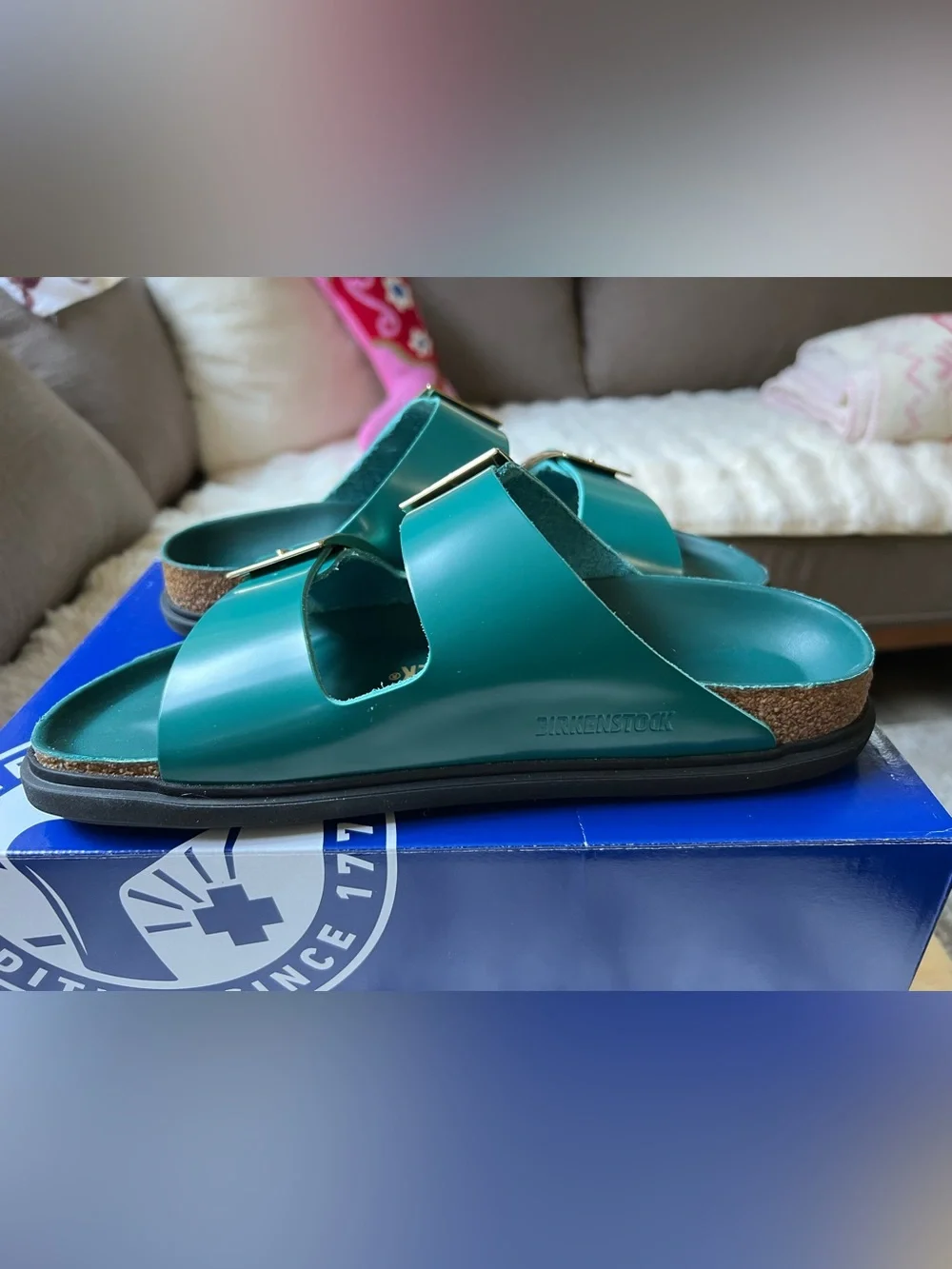 Birkenstock Arizona Droplet Buckle Cupsole High Shine Dark Teal EU 39 US 8